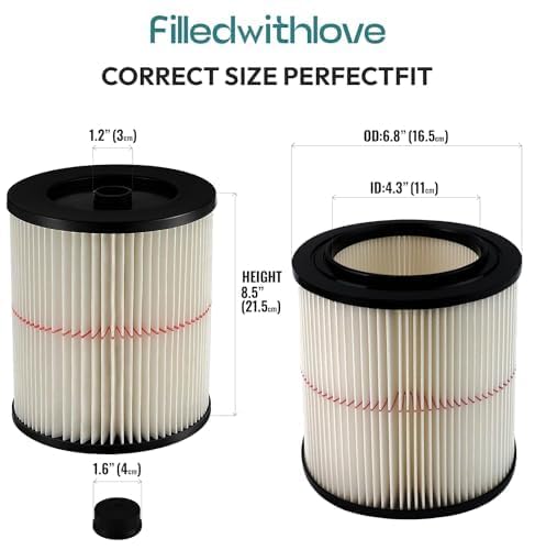 17816 9 17816 Red Stripe Vacuum Cartridge Filter Compatible Craftsman Shop Vac Wet
