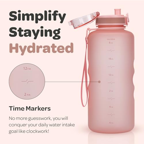 Motivational Water Bottle with Time Marker & Fruit Infuser 64 oz