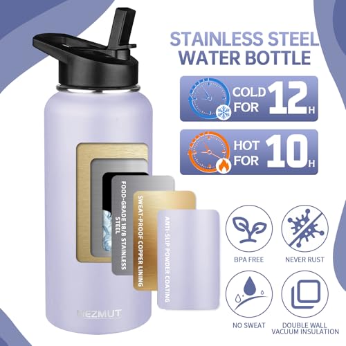 32oz Metal Sports Insulated Water Bottle with 2 Lids