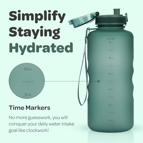 Motivational Water Bottle with Time Marker & Fruit Infuser 64 oz