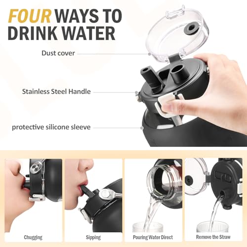 100 oz Glass Water Bottle with Straw