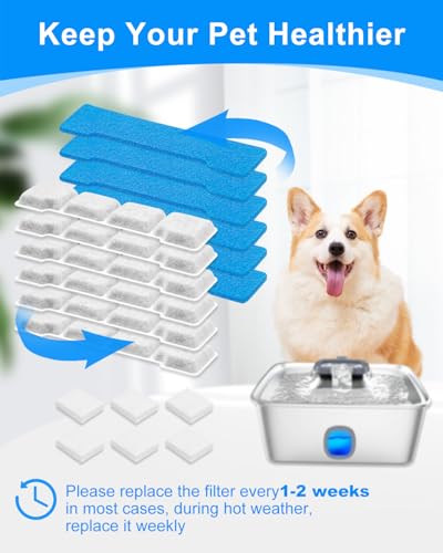 6 Set Pet Water Fountain Filters Set Fit for SIBAYS 15L (18 Count)