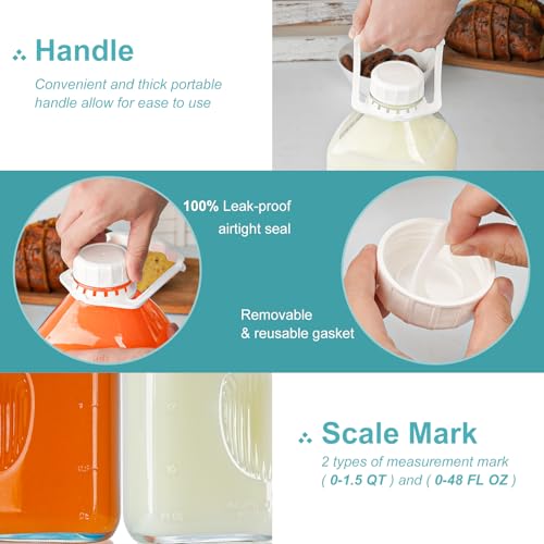 64 Oz Glass Milk Jugs With Screw Lids (3 Count)