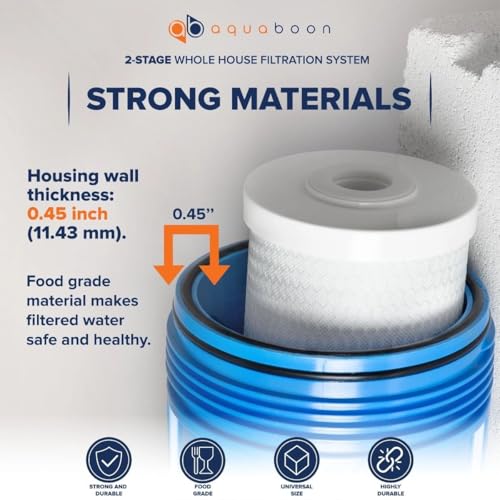2 Stage Whole House Water Filter System 20x4.5 inch with Prefilter & KDF (2 Count)