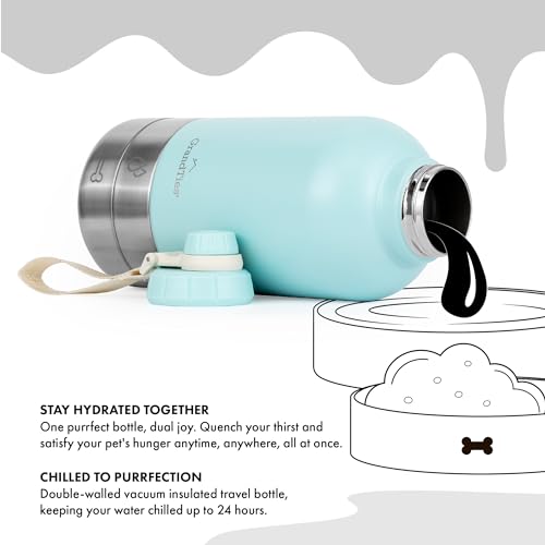 Insulated Portable Dog Water Bottle with 2 Detachable Water Bowl Dispenser