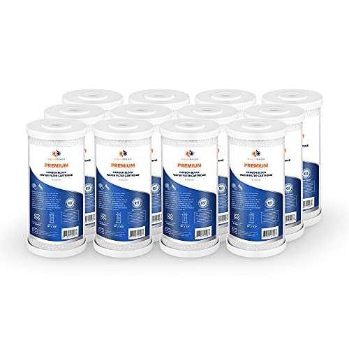 5 Micron 10 x 4.5 Premium Carbon Filter Cartridge Whole House CTO Block Water Filter Replacement Compatible with FXHTC (12 Count)