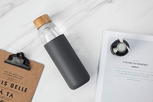 18 Oz Borosilicate Glass Water Bottles with Bamboo Lid