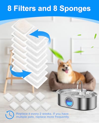 Dog Fountain Filters Compatible with ECOCONUT 3.4Gal Pet Fountain (16 Count)