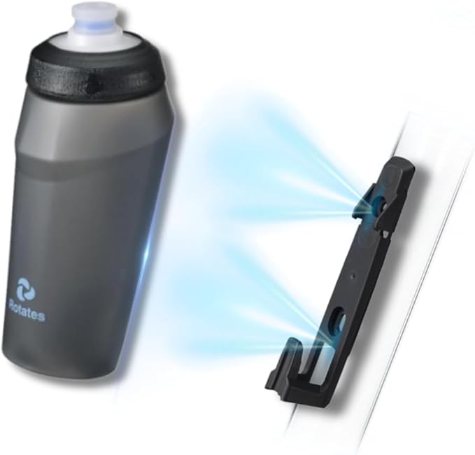 Rotates Cycling Magnetic Water Bottle with Bike Mount, 18oz 550ml, Leak-Proof, Washable Removable Push-Pull Cap, Cage-Free, Silicone Valve Strong Flow, Perfect for Outdoors, Cycling, MTB & Sports