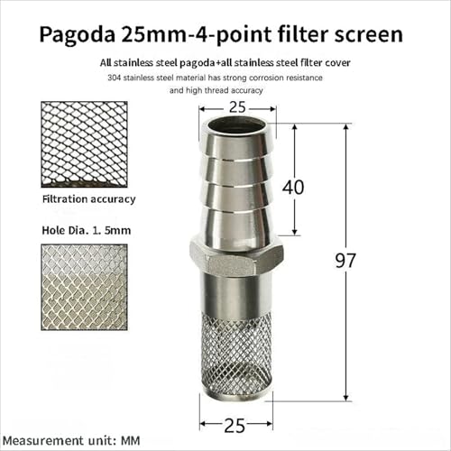 304 Stainless Steel Water Pump Filter Hose End Strainer Barbed Inline Mesh Screen