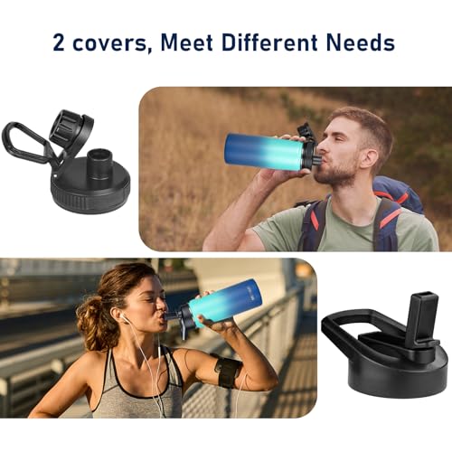 18oz Sports Insulated Water Bottle for School with 2 Lids