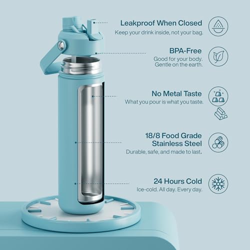 Insulated Water Bottle with Straw Stainless Steel Water Bottle