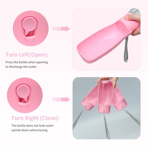 Portable Dog Water Bottle 19oz Pink