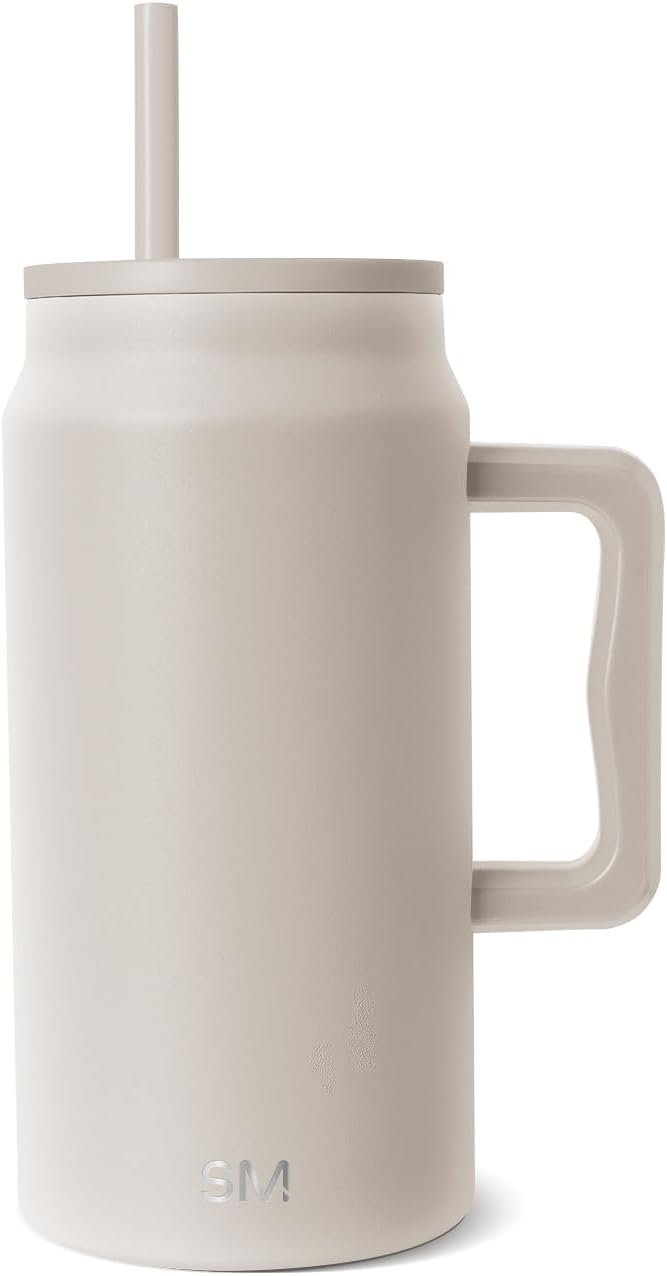 Simple Modern 50 oz Mug Tumbler with Handle and Straw Lid | Reusable Insulated Stainless Steel Large Travel Jug Water Bottle | Gifts for Women Men Him Her | Trek Collection | Almond Birch