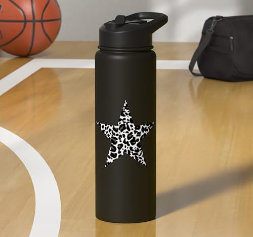Star Shape Cute Cheetah Leopard Print Graphic Stainless Steel Insulated Water Bottle