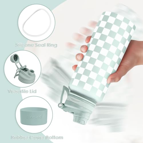 Checker Stainless Steel Water Bottle with Strap 32oz