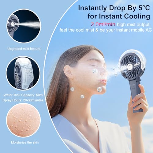 4000mAh Upgraded Handheld Misting Fan