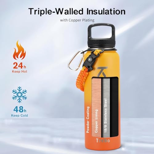 Water Bottle Insulated 40 oz with 3 Lids