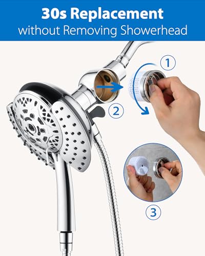 2 in 1 Shower Head with Handheld Combo High Pressure Chrome 2.5 GPM
