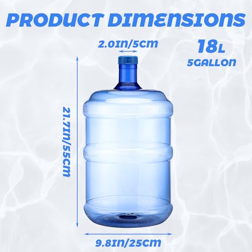 2 Pieces 5 Gallon Water Jugs Round Plastic Water Bottle with Handle Screw Cap Reusable Large Capacity Bottle for Camping Outdoor Travel Gym Use (2 Count)