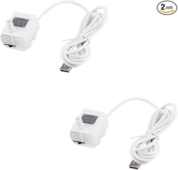 Driew 3W DC 3.5-8V USB Water Pump with Power Cord, Solar Mini Submersible,Brushless,Waterproof (2, White)