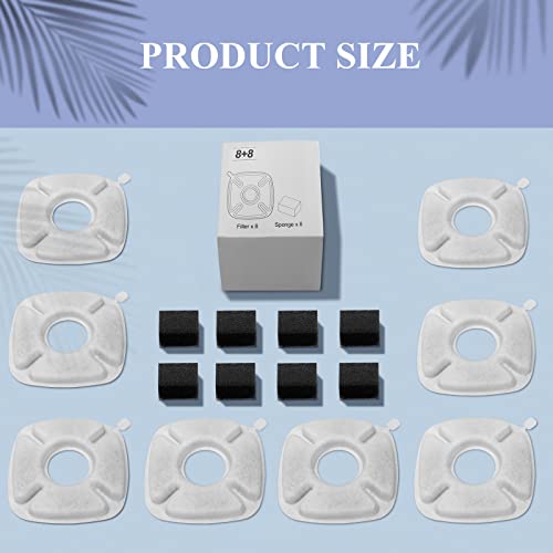 16 Pcs Cat Fountain Replacement Filters：8 Pack Cat Water Fountain Replacement Filters & 8 Pack Pre (8 Count)