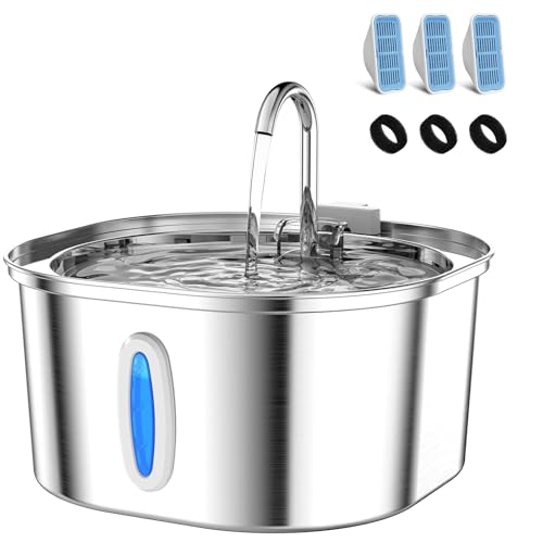 Stainless Steel Cat Water Fountain with 3 Filters