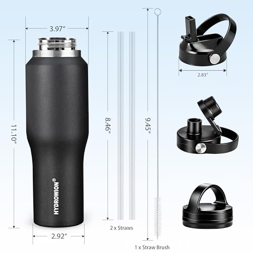 40 oz Insulated Water Bottle with Straw fit in Car Cup Holder