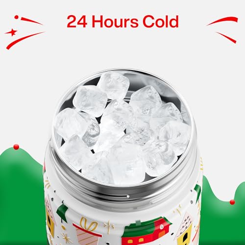 Christmas Insulated Water Bottle with Straw
