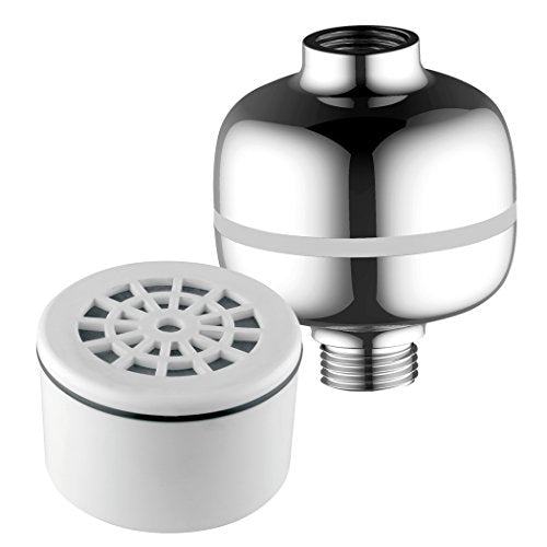 Advanced High Intensity Super Compact Universal Shower Filter with Replaceable Enriched KDF Shower Filter Cartridge by Hotel Spa AquaCare. Use with Any Shower Head