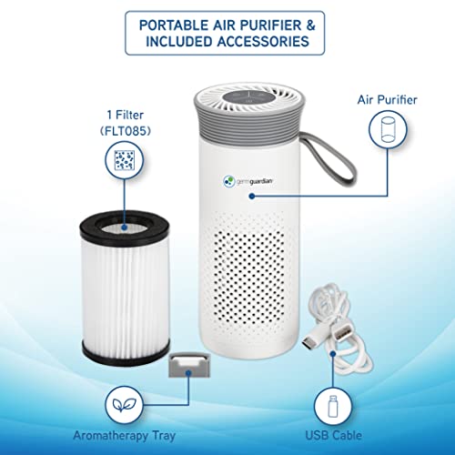 Portable Allergen Air Purifier for Small Spaces with USB Cable