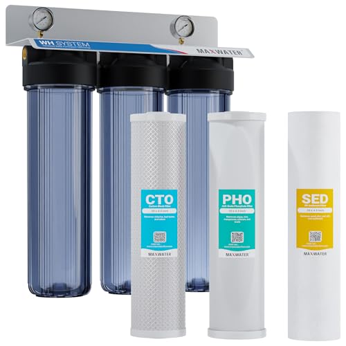 3 Stage Whole House Water Filter System with Sediment + Phosphate Anti Scale