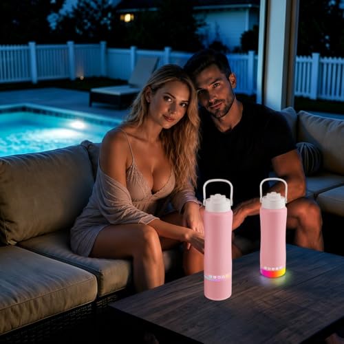 Stainless Steel Water Bottle with Camping Lantern & Night Light