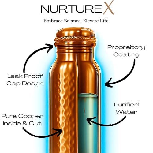 Pure Copper Water Bottle for Drinking 1 L