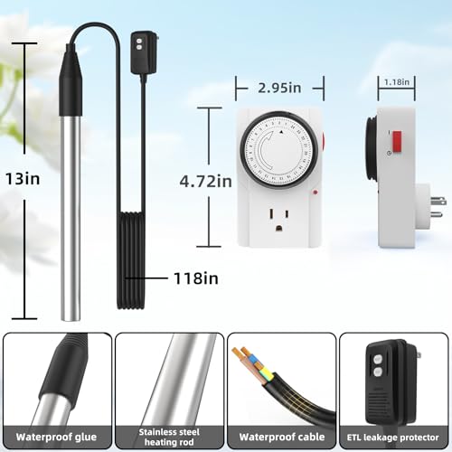 1500W Immersion Water Heater with Timer