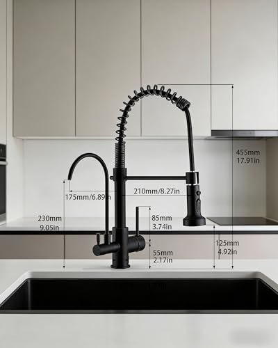 Commercial 3 in 1 Spring Black Kitchen Faucet