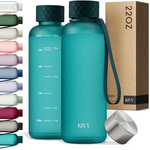 Slim Water Bottle 22oz [Lightweight & Shatterproof] Leak Proof Bottle for Women & Men