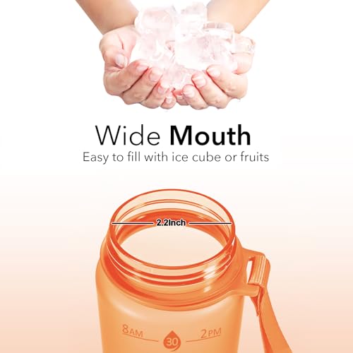 Plastic Water Bottle With Straw & Time Marker