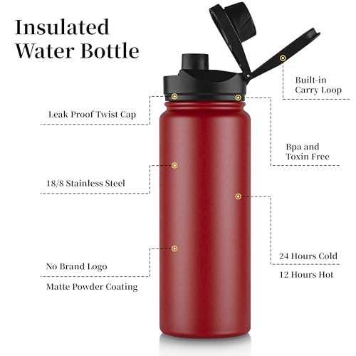 24 oz Insulated Water Bottle Bulk 8 Pack (8 Count)