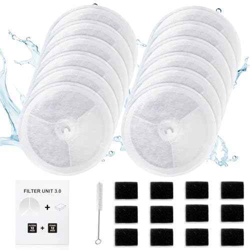 12 PCS Upgraded Filter Unit 3.0 Pet Cat Water Fountain Filters Fit For Solo 2 (12 Count)