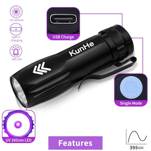 40 Pack Mini UV 395nm Flashlight 3W Rechargeable UV Flashlight Bulk for Hotel Cleaning Pet Stain Detection Scorpion Seeking Mineral Identification Resin Curing (40 Count)