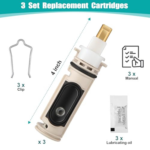 3 Pack 1222 Replacement Cartridge Compatible with Moen with Puller (3 Count)