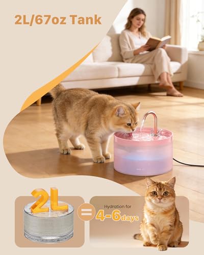 Cat Water Fountain Pink for Drinking