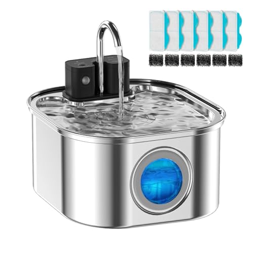 Wireless Cat Water Fountain with 6 Filters + 6 Sponges