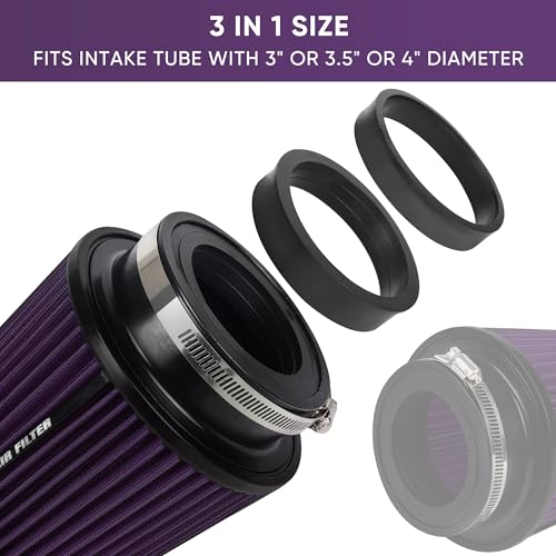 3 3.5 4 Inches Cold Air Intake Filter 76mm 89mm 101mm High Performance Washable Clamp