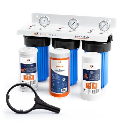 3 Stage Whole House Water Filtration System with 5 Micron 10x4.5 Reducing Sediment (3 Count)