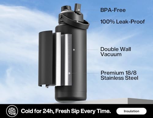 40 oz Insulated Water Bottle with 2