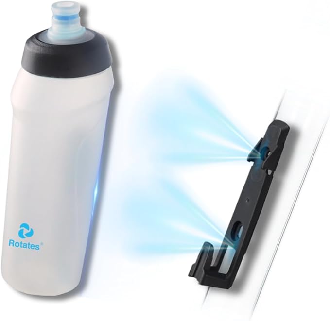 Rotates Cycling Magnetic Water Bottle with Bike Mount, 24oz 720ml, Leak-Proof, Washable Removable Push-Pull Cap, Cage-Free, Silicone Valve Strong Flow, Perfect for Outdoors, Cycling, MTB & Sports