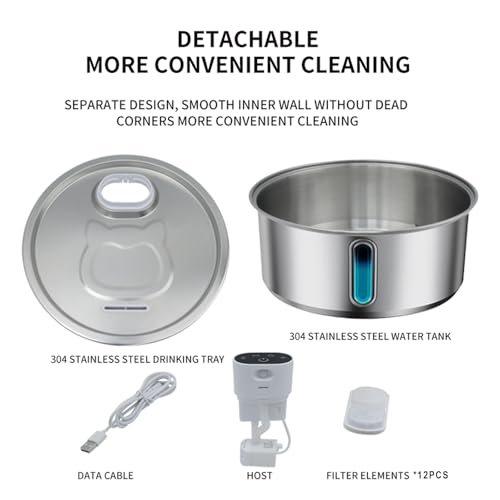 Wireless Cat Water Fountain Stainless Steel