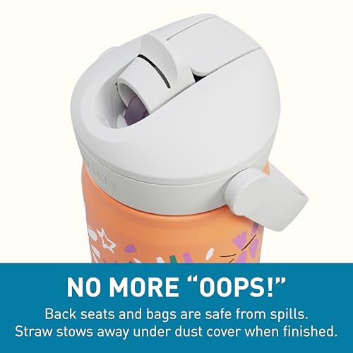 Thrive Flip Straw Kids Bite Valve Stainless Steel Water Bottle Butterfly Rainbow